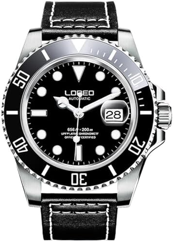 LOREO Men's Automatic Watch Sapphire Crystals 200M Waterproof | Rotating Bezel Luminous Markers and Hands Date 316L Stainless Steel Case and Bracelet Waterproof Watch
