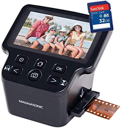Magnasonic All-in-One 24MP Film Scanner with Large 5" Display & HDMI, Converts 35mm/126/110/Super 8 Film & 135/126/110 Slides into Digital Photos