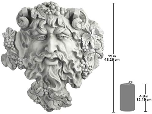 Design Toscano Bacchus, Grape Harvest Wine Greek Greenman Face Wall Sculpture, Medium, 12 inches tall, Cast Stone Resin, Antique Stone Finish