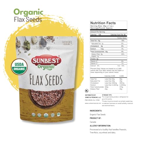 Sunbest Natural Organic Brown Sesame Seeds 32 oz.(2 lb) - USDA Organic, Non-GMO, Vegan, Gluten-free, Kosher - Fresh & Nutrient-Rich Snack, Topping, Baking - 2-Pack 16 oz