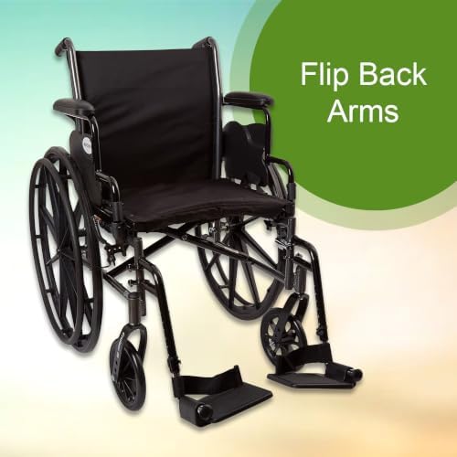 McKesson Wheelchair, Black, Desk Arms, 18 in, 1 ct | Swing Away ft Leg Rest, Desk Length Arms Flip Back, Seat