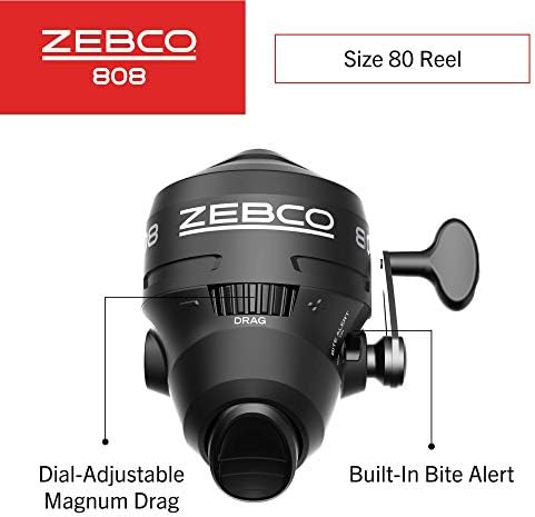 Zebco 808 Spincast Fishing Reel, Changeable Right- or Left-Hand Retrieve, Pre-Spooled with Zebco Fishing Line, Dial-Adjustable Magnum Drag
