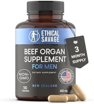 Grass Fed Beef Liver Capsules, Freeze Dried in Convenient Pills, 180 Capsules, Desiccated Supplement