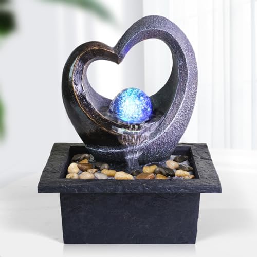 Ferris Island with LED Lights, Resin Tabletop, Small Rockery Fountain | Resin indoor desktop small rockery fountain, suitable for desktop decoration in offices, homes, and bedrooms