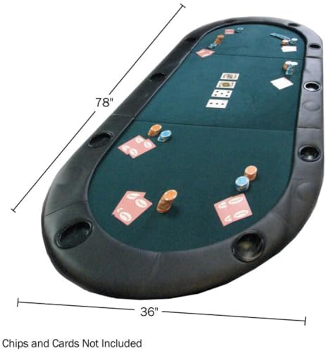 Foldable Poker Table Top - Water-Resistant Folding Mat with Cupholders and Padded Edges - Seats up to 10 People by Trademark Poker (Green)