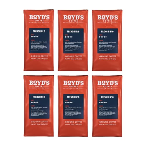 Boyd's French No. 6 Coffee - Ground Dark Roast - 12 Ounce (Pack of 6)