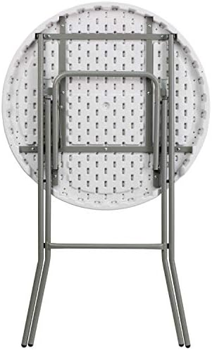 Flash Furniture Elon 32' Round Folding Bar Height Table for Parties and Commercial Events, Indoor/Outdoor Plastic Tall Round Table, White | Lightweight, Easy Storage, Commercial Grade