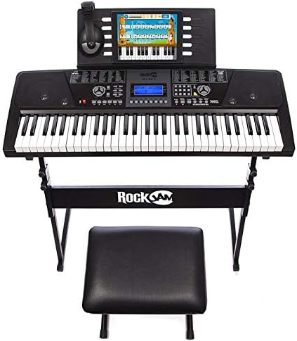 RockJam RJ561 61 Key Keyboard Piano Kit with Stand, Stool & Headphones
