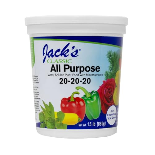 Jack's Classic All Purpose 20-20-20 Water Soluble Plant Food (1.5lbs) | Powdered, Targeted Micronutrient Package, Promotes Growth, Green-Up