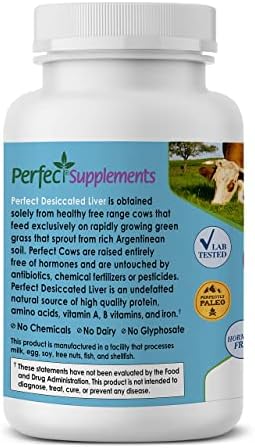 Perfect Supplements – Perfect Desiccated Liver – 120 Capsules - Undefatted Beef Liver – Natural Source of Protein, Iron, Vitamins A & B