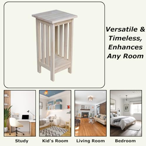 IC International Concepts Solid Wood Mission Plant Stand, Unfinished