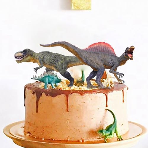 Gemini&Genius Dinosaurs Tyrannosaurus Rex and Spinosaurus Action Figures Toys, Gifts, Stocking Stuffer, Cool Birthday Cake Topper
