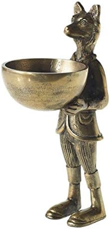 Accent Decor Eric and Eloise Collection 12-inch Brass Figurine with Bowl, Fox