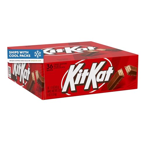 KIT KAT Milk Chocolate Wafer Candy Bars, 1.5 oz, 36 ct | Crisp Wafers Covered in Milk Chocolate, Kosher, Individually Wrapped Chocolate Candy for Lunch Boxes and Sharing, 36 ct