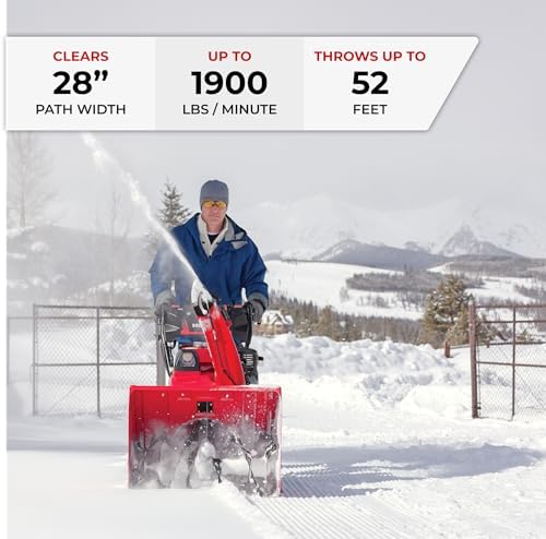 Honda HSS928 28-Inch Two Stage Snow Blower (HSS928AAW) | Pneumatic Sure-Grip Tires, Clears Up to 1900 Pounds per Minute with 52-Foot Max Throwing Distance, Self-Propelled
