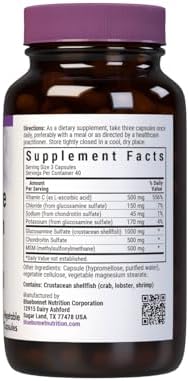 Bluebonnet Nutrition Glucosamine Chondroitin Plus MSM, Glucosamine, Chondroitin Sulfate, Vitamin C & OptiMSM, Bone & Joint Health, Non GMO, Gluten Free, Soy Free, Milk Free, 180 Vegetable Capsules | Bone & Joint Health; Non-GMO, Gluten-Free, Soy-Free, Da…