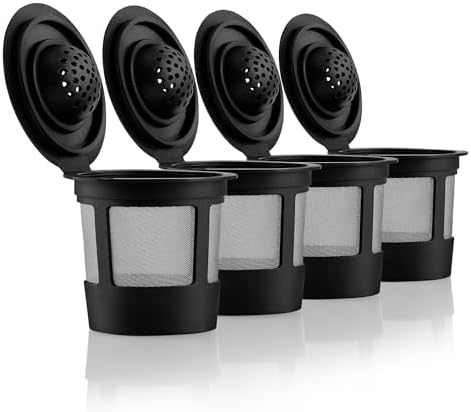 4 Reusable K Cups for Keurig Coffee Makers - BPA Free Universal Fit Purple Refillable Kcups Coffee Filters for 1.0 and 2.0 Keurig Brewers