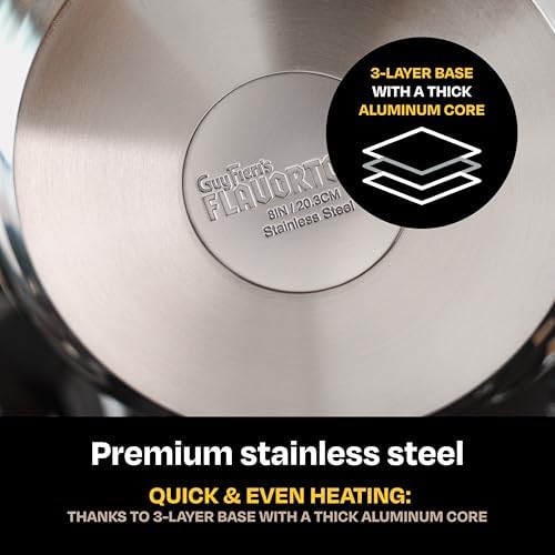 Guy Fieri's Flavortown 10-Piece Stainless Steel Cookware Set | Frying Pans, Saucepans, Saute Pan & Stock Pot, Oven-Safe up to 500F