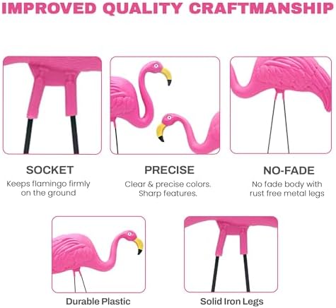 4E's Novelty 2 Pink Flamingos Yard Decorations - Extra Large 24" Flamingos Yard Ornaments - Pink Flamingos for Yard Sculptures & Statues - Lawn
