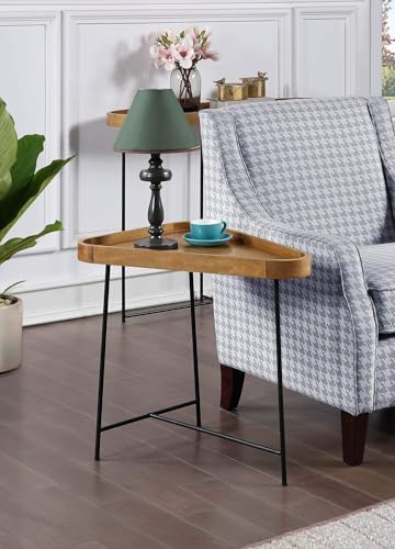 Convenience Concepts Lunar Triangle Wedge End Table 27" - Modern Side Table for Living Room Table with Iron Hairpin-Style Legs