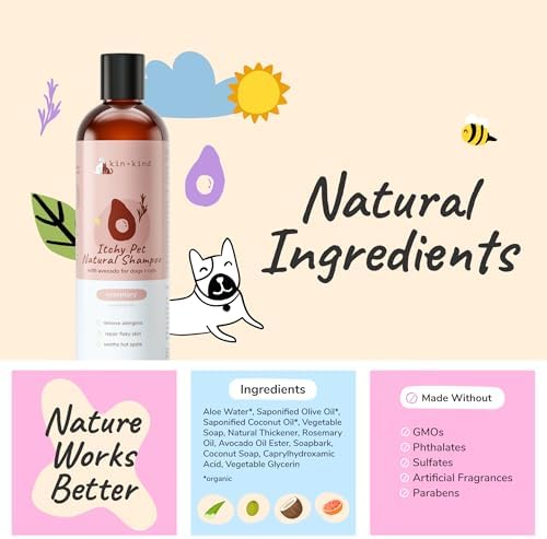 kin+kind Dry Skin + Coat Natural Dog Shampoo - for Dry Skin & Coat - Argan Oil Moisturizing Clean - Cedarwood Fragrance - 12 fl oz