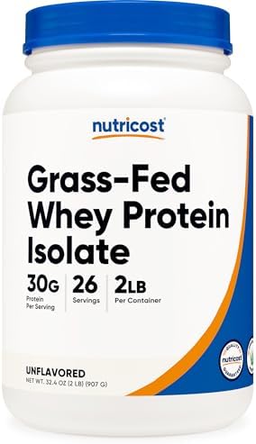 Nutricost Grass-Fed Whey Protein Isolate (Vanilla) 5LBS | GMO-Free, Gluten Free, Natural Flavors