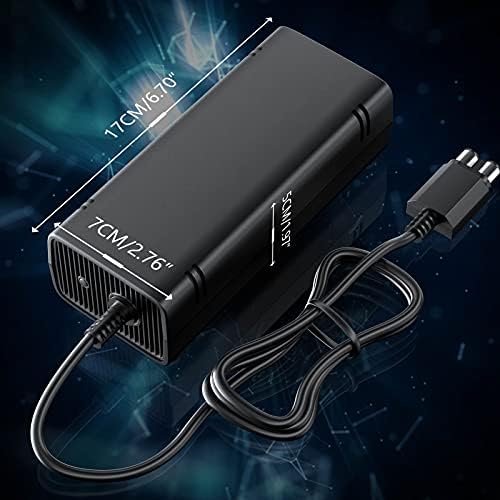 Power Supply for Xbox 360 Slim With Cord, [2022 Enhanced Quieter Version] AC Adapter Brick Replacement Charger for Xbox 360 Slim Console