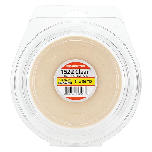 Walker Tape 1522 Clear Roll 3/4 x 36 Yards for Wig Installs, Lace Systems, Toupee Applications, Hair Tape Prep and Adhesive Strips Use Offering Hypoallergenic Comfort, Daily Wear Hold and Low Residue