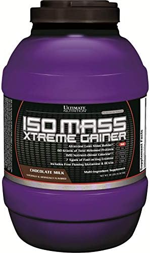 Ultimate Nutrition ISO Mass Xtreme Gainer, Chocolate Milk, 10 lb | 60g Whey Protein Blend, 60g Complex Carbs, 7 Types Of Creatine, 4 Types Glutamine, Lean Mass Gainer For Recovery