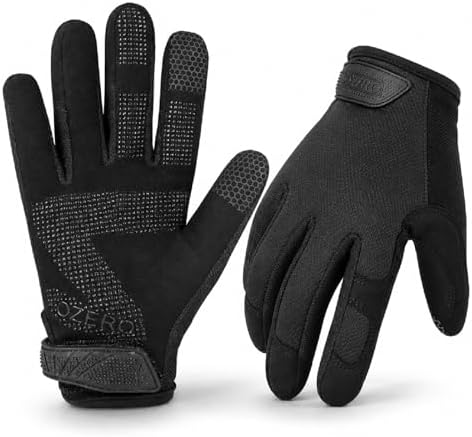 OZERO Work Gloves for Men Women, Mechanic Working Gloves Touchscreen Grip | Synthetic Leather Silicone Palm, EN388 Tested, Breathable Flex Fit, Hook-and-Loop Cuff, Utility Garden Gloves for Yardwork