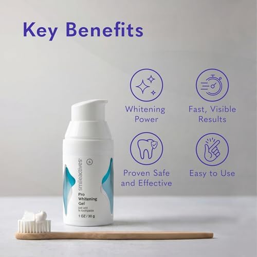 Smileactives Teeth Whitening Gel Hydrogen Peroxide for All Toothpaste 3.8oz | Removes Coffee Stains & Discoloration, 90-Day Supply, Whiter Smile in Days
