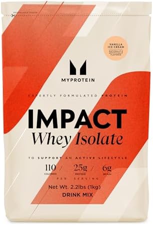 Myprotein Impact Whey Protein Isolate, 2.2 Lbs (30 Servings) Chocolate Brownie, 25g Protein & 6g BCAA Per Serving, Gluten-Free Shake for Muscle Strength & Recovery