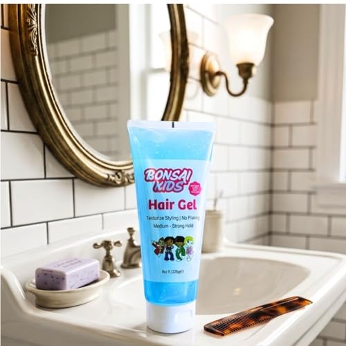Bonsai Kids Hair Gel, 8 oz | Medium Strong Hold, No Flaking, Texturize Styling, All Hair Types, Hair Stylist Tested & Approved