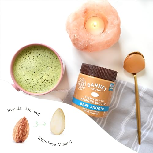 Barney Butter Almond Butter, Bare Smooth, 16 Ounce Jar, No Added Sugar or Salt, Skin-Free Almonds, No Stir, Non-GMO, Gluten Free, Keto, Paleo, Vegan