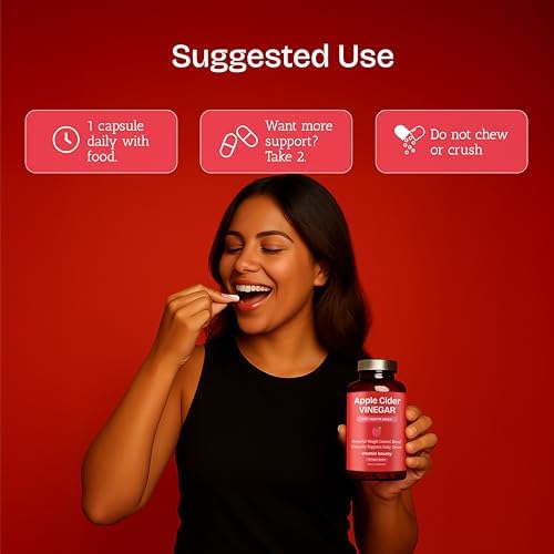 Vitamin Bounty Apple Cider Vinegar Capsules – ACV with The Mother + GLP-1 Support – Detox, Bloating Relief & Appetite Suppressant – Non-GMO