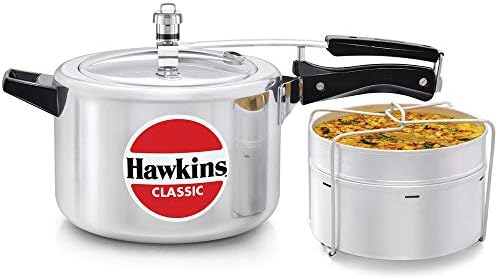 Hawkins 6.5 Litre Classic Pressure Cooker with Pots, Inner Lid Cooker with Separator Set, Silver (CL66)