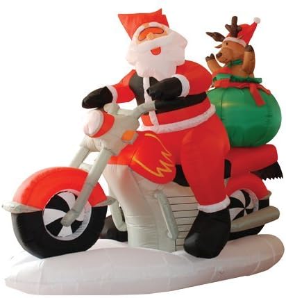 6 FT Outdoor Christmas Inflatable Santa Claus & Reindeer on Motorcycle | Durable, Heavy-Duty Weather-Resistant, Built-in Lights, External Blower