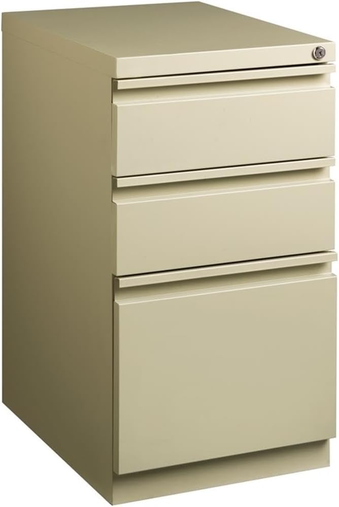 Pemberly Row 3 Drawers 27.75" Vertical White Metal Filing Cabinet Lockable Pre-Assembled Stationary Letter Size for Home, Office