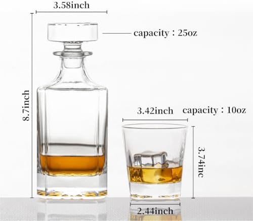 Square 25oz Whiskey Decanter with Glass Stopper