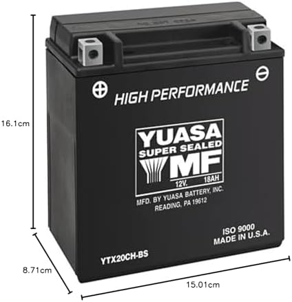Yuasa YUAM6220C YTX20CH-BS Maintenance Free H Series AGM Battery with Acid pack