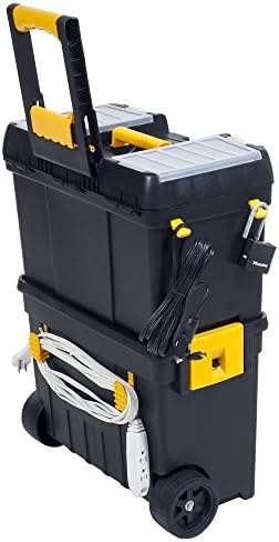 Portable Toolbox with Wheels - Stackable Tool Chest with Drawers - Mobile Utility Cart with Comfort Grip Handle and Tough Latches by Stalwart (Black)