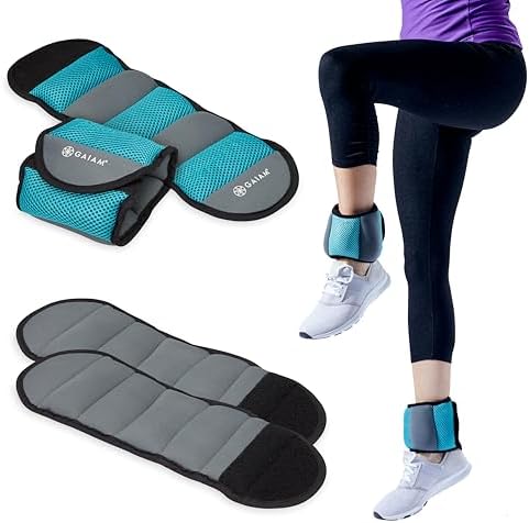 Gaiam Ankle Weights, Wearable Bracelet to Strengthen, Tone & Sculpt, Adjustable Ankle Weights for Women & Men for Yoga, Dance, Pilates, Barre, Cardio