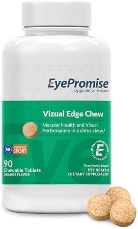 EyePromise Vizual Edge Eye Supplements, 30 Chewable Tablets, Citrus Flavor | Eye Vitamins for Macular Support & Enhanced Visual Performance with Zinc, Lutein and Zeaxanthin (Packaging May Vary)