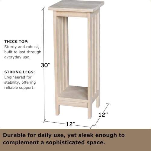 IC International Concepts Solid Wood Mission Plant Stand, Unfinished