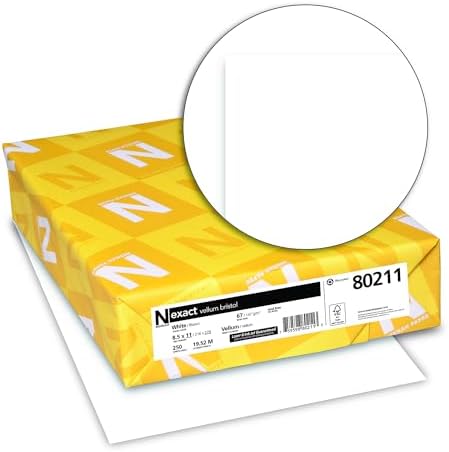 Neenah Exact Vellum Bristol, 8.5" x 11", 67 lb/147 gsm, White, 94 Brightness, 250 Sheets (80211)