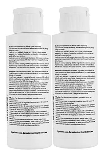 INVERNESS After Piercing Ear Care Solution 4 Oz 2-Pack – Gentle Piercing Care For Newly Pierced Ears