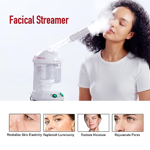Red Pro Hair Therapy 2-in-1 Hair Steamer & Facial Steamer for Hydration Deep Cleaning, Designed for Personal Care at Home or Spa & Salon