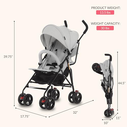Dream On Me Vista Moonwalk Baby Stroller in Light Gray, Lightweight Infant Stroller with Compact Fold