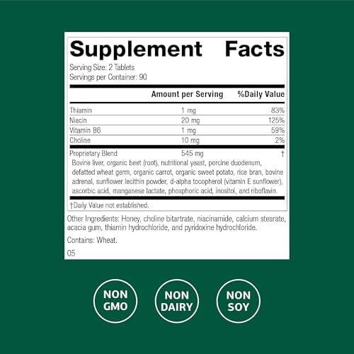 Standard Process Cataplex B - Nervous System & Heart Health Supplement - Contains B Vitamins for Energy Support - Supports Energy Metabolism - Non-Dairy & Non-Soy - 180 Tablets (90 Servings)