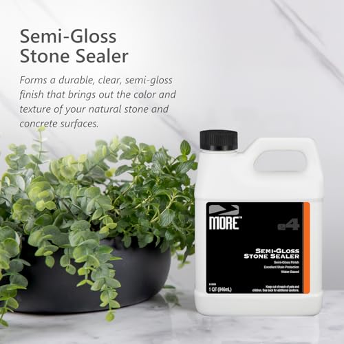 MORE- Semi-Gloss Stone Sealer - Seal & Enhance Natural Stone, Paver, Tile & Concrete - Wet Look Semi-Gloss Finish - Protects Against Oil & Water-Based Stains - Indoor/Outdoor - Water-Based - 128oz